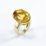 bague or jaune , citrine ovale