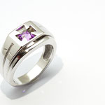 bague or blanc améthyste