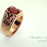 bague or rose et grenat