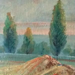 Schizzo su cartoncino, 15X25 - dintorni di Verona - 1953