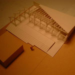  松沢邸の車庫と温室の増築案。木製デッキも設けて、屋外の生活の拠り所になるようにする。