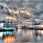 Sunset at the HHLA Container Terminal Buchardkai Hamburg - 