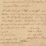 Akte von 1772 mit dem Hinweis auf den neuen Zapfen