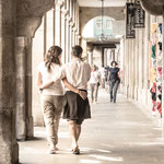 Arcades in the historical center of Santiago