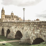 Roman bridge and Cathedral of Salamanca