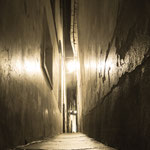 Narrow alleys of the historical center at night