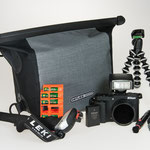 Camera equipment: Camera, water protected camera bag, flash, tripod, batteries, etc.