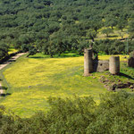 View Castillo El Real de la Jara towards Castillo de las Torres at the Extremaduran border