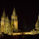 Western façade of the cathedral at night