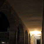 Arcways of the historical center at night