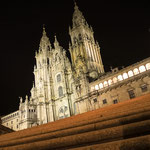 Western façade of the cathedral at night