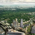 Aus der Luft mit Computer animiert. Zu sehen Zoofenster und geplanten Atlas Tower. Quelle: b-030.de