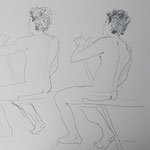 Eva Hradil, Aktzeichnung 2025, 42 x 59,4 cm, Bleistift auf Papier