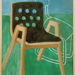 Eva Hradil "Landschaftssessel" 2023 Eitempera auf Halbkreidegrund auf Leinwand, 90 x 80 cm