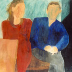 Eva Hradil, "Babsi Daum und Jörg Kirchberger", 1999, Öl und Eitempera auf LW, 1999, 130 x 150 cm, aus der Serie PAARE