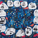Eva Hradil "Universe of Embraces" 2022 Eitempera und Tusche auf Molino 110 x 130 cm
