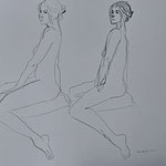 Eva Hradil, Aktzeichnung 2025, 42 x 59,4 cm, Bleistift auf Papier