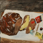 Eva Hradil "Ich mal mir mal die Butter aufs Brot" 2018, 45 x 50 cm