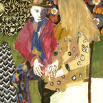 SOLD Eva Hradil, aus der Serie "Wintermantelbilder" "Das bunte Paar" 2022, Eitempera auf Halbkreidegrund auf Leinwand, 130 x 110 cm