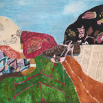 SOLD Eva Hradil "Landscape S&H" 2016, Eitempera auf Halbkreidegrund auf Leinwand, 80 x 90 cm