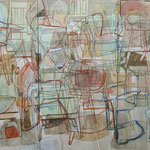 SOLD Eva Hradil "Liechtengrund" 2009, Eitempera auf Halbkreidegrund auf Leinwand, 200 x 300 cm, Triptychon