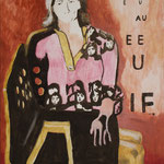 SOLD Eva Hradil "Brigitta und der falsche Rainer" 2022, Eitempera auf Halbkreidegrund auf Leinwand, 110 x 90 cm