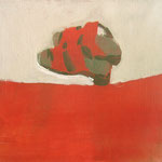 Eva Hradil "kleine rote Schlapfen" Eitempera auf Leinwand 30 x 33 cm