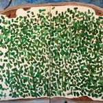 Eva Hradil "Brotberuf Malerei Schnittlauch" 2015-2016, Eitempera auf Halbkreidegrund auf Leinwand, 200 x 400 cm, Polyptychon