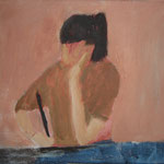 SOLD Eva Hradil "Pia malt Elefanten" 2003, Eitempera und Öl auf Leinwand 33 x 30 cm