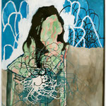 Eva Hradil "green pink" 2019, Eitempera auf Halbkreidegrund, 90 x 80 cm