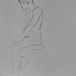 Eva Hradil, Aktzeichnung 2025, 42 x 59,4 cm, Bleistift auf Papier