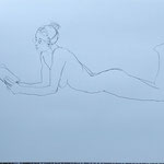 Eva Hradil, Aktzeichnung 2025, 42 x 59,4 cm, Bleistift auf Papier