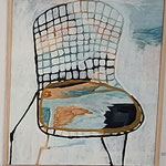 SOLD Eva Hradil "Landschaftssessel" 2022, Eitempera auf Halbkreidegrund auf Leinwand, 90 x 80 cm