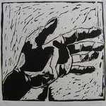 Eva Hradil, "Hand" (allererster Holzschnitt) 2003