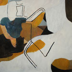 Eva Hradil "Sabine B. & Katze & Horizont" 1999/2023, Öl auf Leinwand, 130 x 150cm