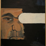 Eva Hradil "Portraitabstraktion" 2019/2020, Eitempera auf Halbkreidegrund auf Leinwand 90 x 80 cm