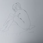 Eva Hradil, Aktzeichnung 2025, 42 x 59,4 cm, Bleistift auf Papier