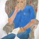 Eva Hradil "Nikolaus Korab" "Lesender" Eitempera auf Leinwand, 90 x 80 cm