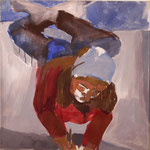 Eva Hradil "Agnes liegt am Boden und zeichnet" 2000, Pigmente und Acrylbinder auf Leinwand, 70 x 70 cm