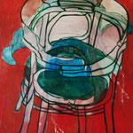 SOLD Eva Hradil "Salsa" Eitempera auf Halbkreidegrund auf Leinwand, 90 x 80 cm