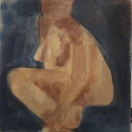 Eva Hradil "gemalte Akt-Skizze" 2002 oder 2003, Pigmente und Acrylbinder auf Leinwand, 70 x 70 cm