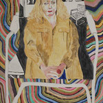 Eva Hradil "Karin und der Freischwinger" 2022, Eitempera auf Halbkreidegrund auf Leinwand, 110 x 90 cm