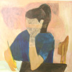 SOLD Eva Hradil "Pia rosa" 2003, Eitempera und Öl auf Leinwand 80 x 90 cm