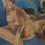 Eva Hradil "Aktklasse" 2002 oder 2003, Pigment und Acrylbinder auf Leinwand, 80 x 90 cm