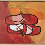 Eva Hradil "Ballerina mit orange" Eitempera auf Halbkreidegrund auf Leinwand, 45 x 50 cm