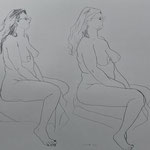 Eva Hradil, Aktzeichnung 2025, 42 x 59,4 cm, Bleistift auf Papier