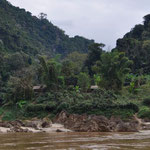 Hütten und kleine Dörfer am Mekong