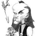 Mozart (Umbra et Imago) - Karikatur mit Autogramm