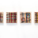 ROTATIONS SERIE | 2022 | wood, canvas, bamboos, wool | 41*41*5 cm | 14 pieces