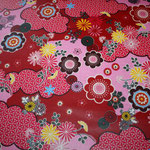besch. Baumwolle (PVC) - Blumen Fantasie rot